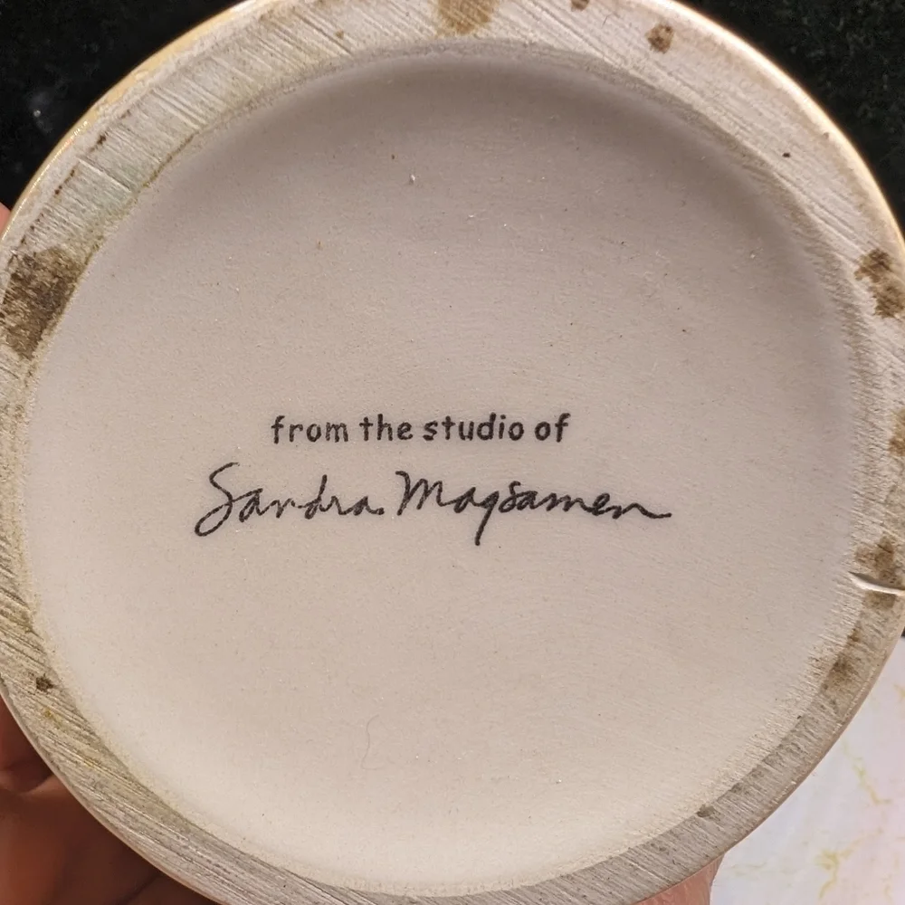 Sandra Magsamen Wonderful Grandmother 14oz tall‎ coffee mug cream&floral relief